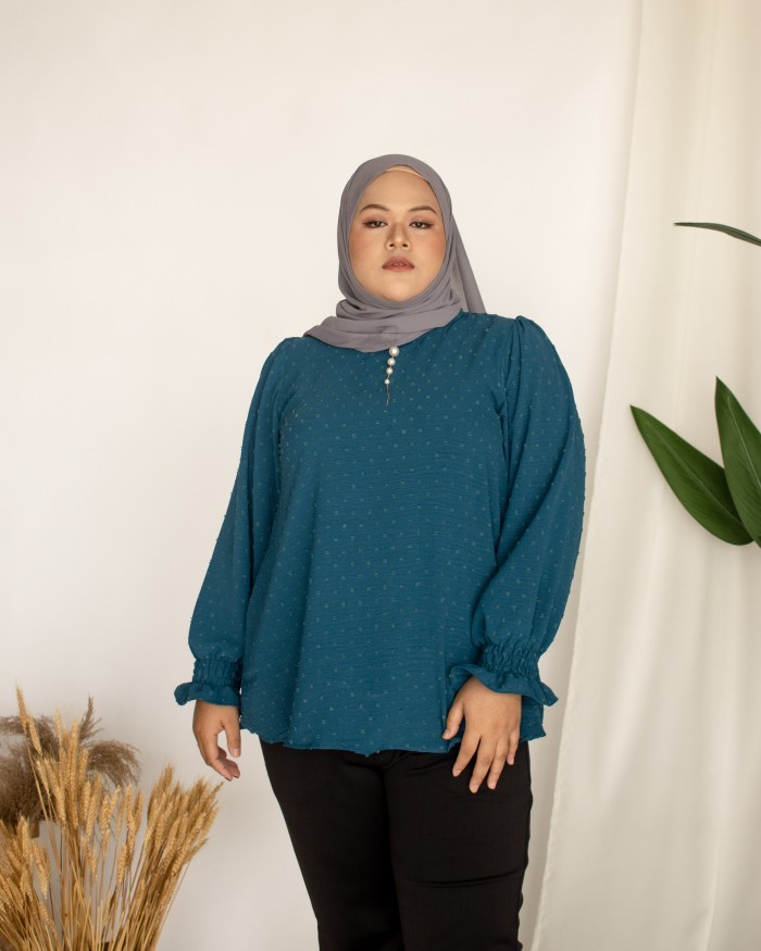 Felly Swiss Dotted Top (Teal Blue)** New Color